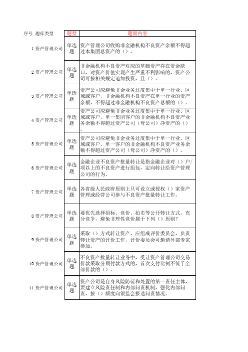 资产管理公司-金融考试题库-单选题