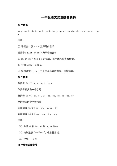 部编一年级语文汉语拼音资料