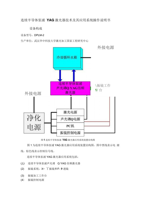 连续半导体泵浦YAG激光器技术及其应用系统操作说明书