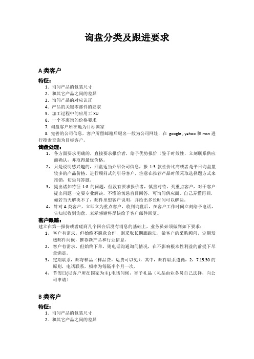 询盘分类及跟进要求
