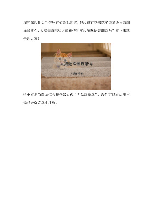 人猫翻译器靠谱吗