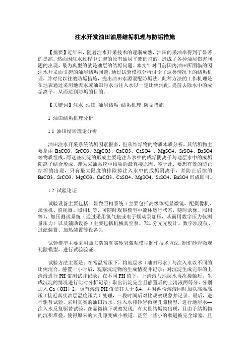 注水开发油田油层结垢机理与防垢措施