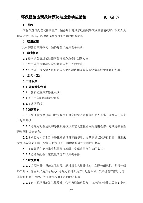 WJ-AQ-09环保设施出现故障预防与应急响应措施
