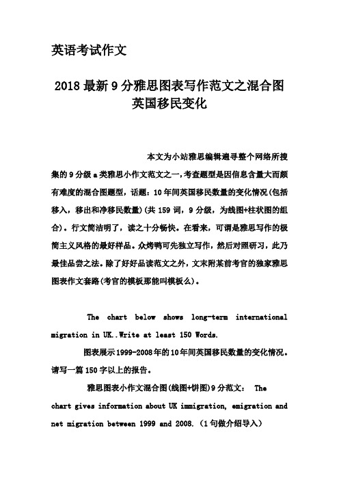 英语考试作文-2018最新9分雅思图表写作范文之混合图 英国移民变化