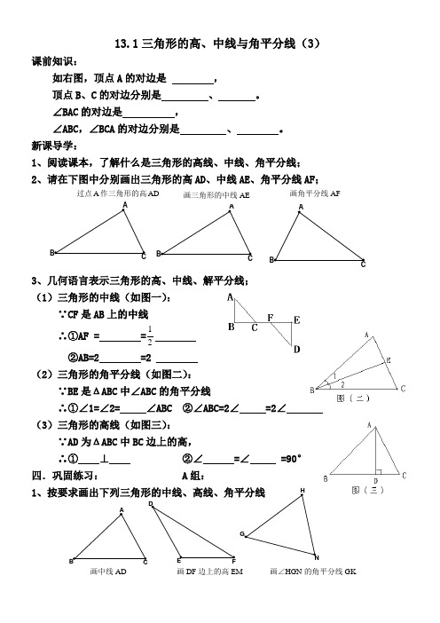 13.1 三角形的三条重要线段导学案