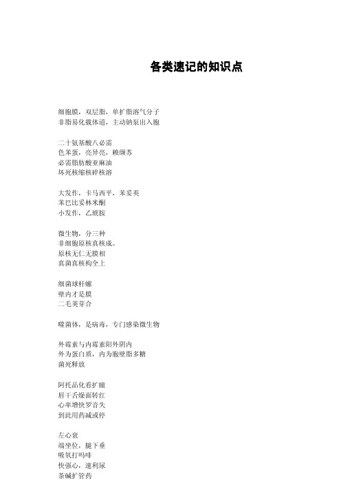执业医师知识点速记手则