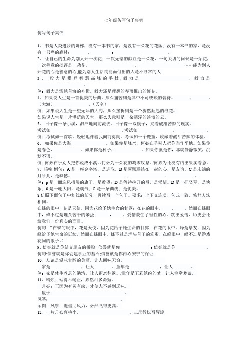 七年级仿写句子集锦