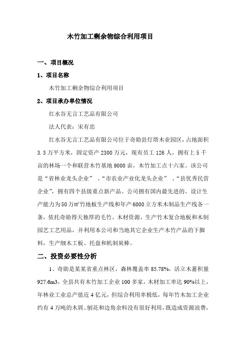 木竹加工剩余物综合利用项目