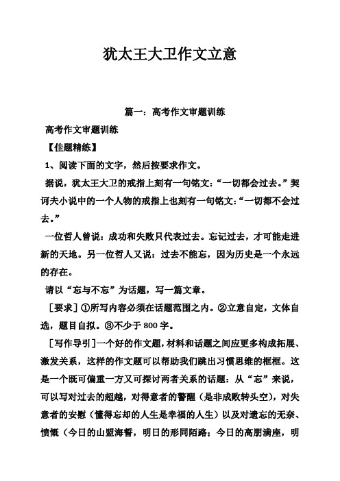 犹太王大卫作文立意