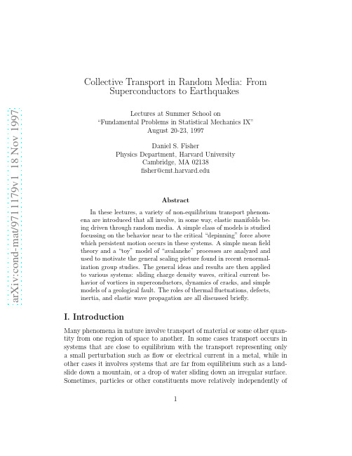 Collective Transport From Superconductors to Earthquakes