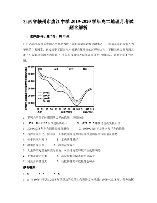 江西省赣州市唐江中学2019-2020学年高二地理月考试题含解析