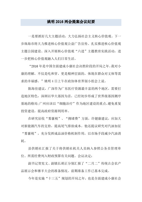姚明2016两会提案会议纪要