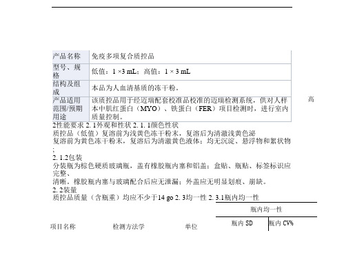 免疫多项复合质控品产品技术要求mairui