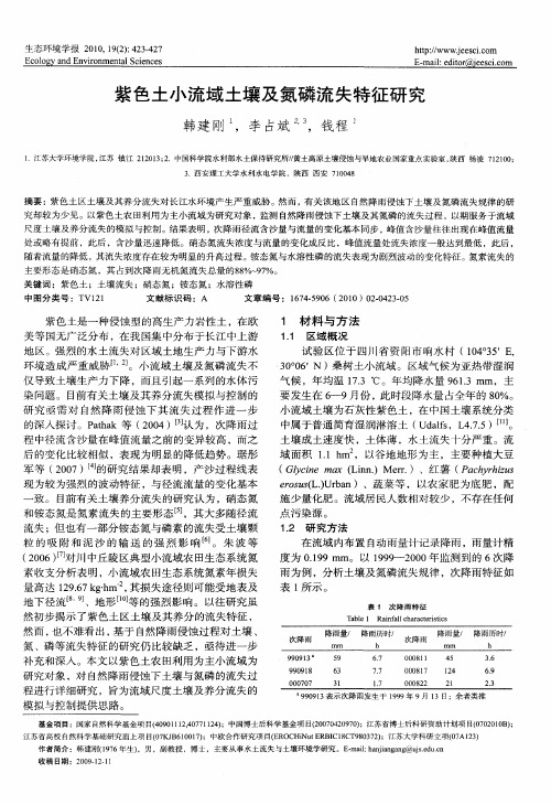 紫色土小流域土壤及氮磷流失特征研究