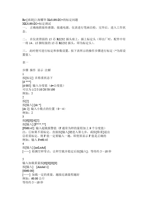 电子台秤上海耀华XK3190D2标定问题汇总
