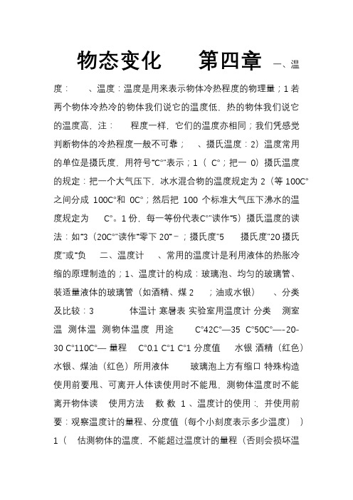 初中物理总复习提纲(物态变化)