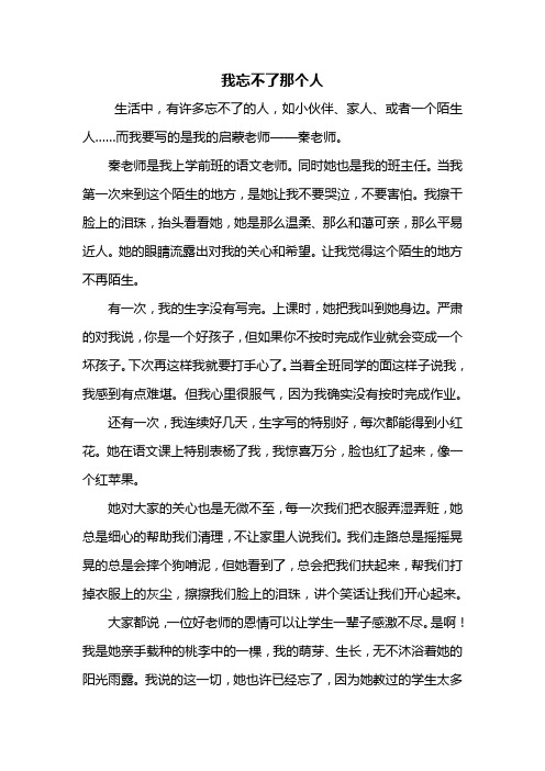 六年级作文：我忘不了那个人作文600字