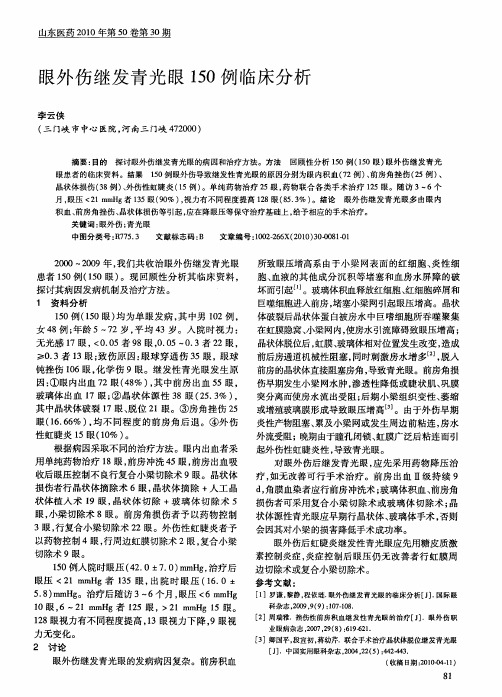 眼外伤继发青光眼150例临床分析