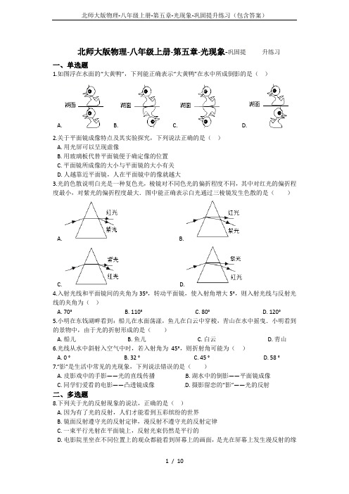 北师大版物理-八年级上册-第五章-光现象-巩固提升练习(包含答案)