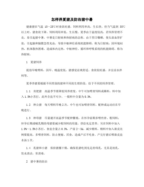 怎样养夏猪及防治猪中暑