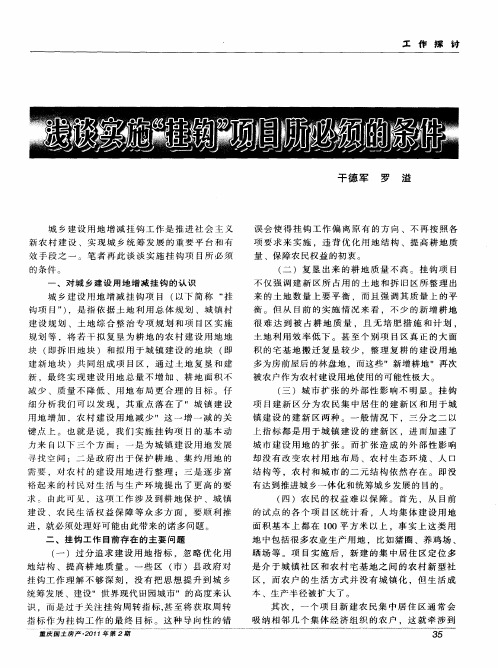 浅谈实施“挂钩”项目所必须的条件