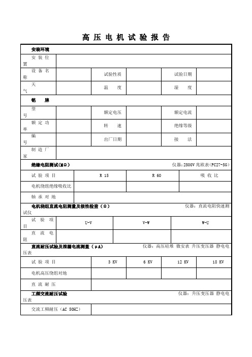 高压电机试验报告