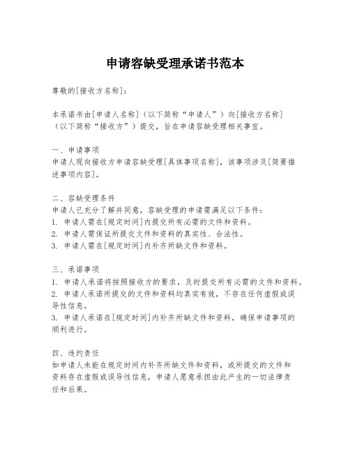 申请容缺受理承诺书范本