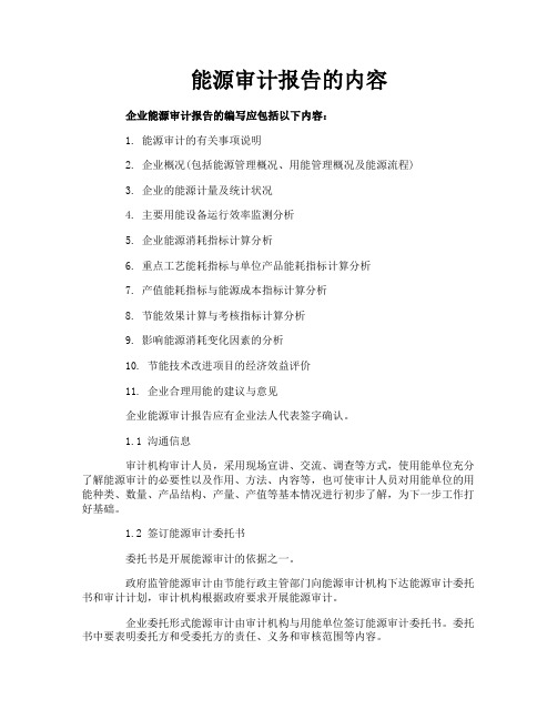 能源审计报告的内容