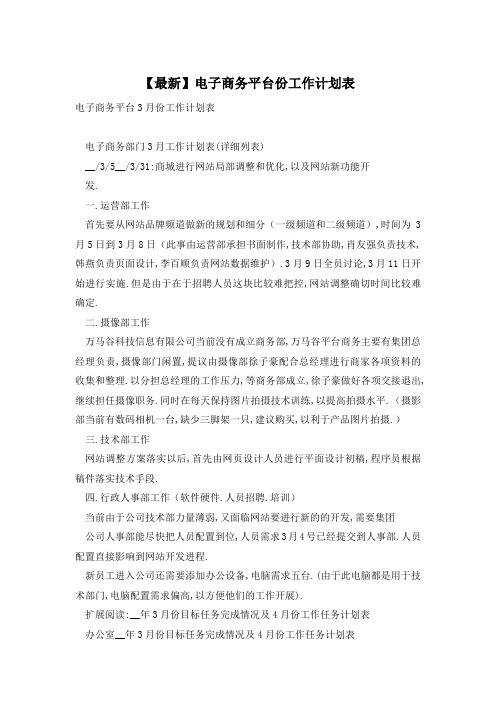 【最新】电子商务平台份工作计划表