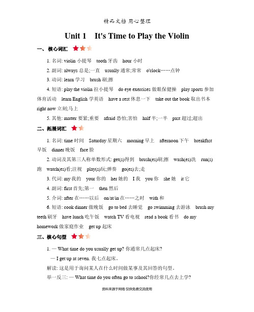 陕旅版六年级上册小学英语 Unit 1 单元知识点小结