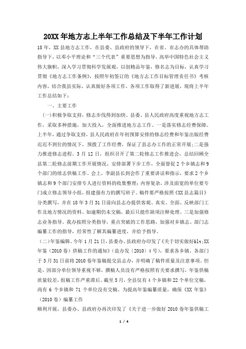 2019年地方志上半年工作总结及下半年工作计划