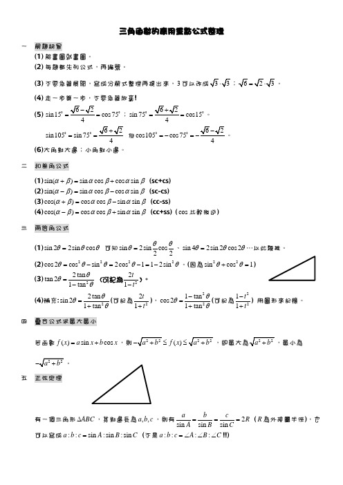 三角函数的应用重点公式整理