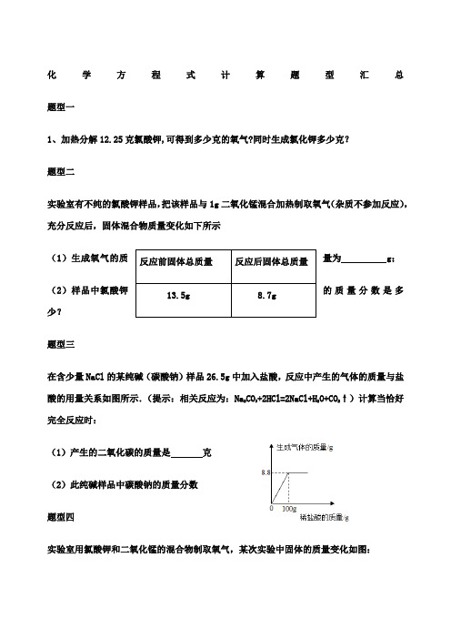 化学方程式计算题型汇总