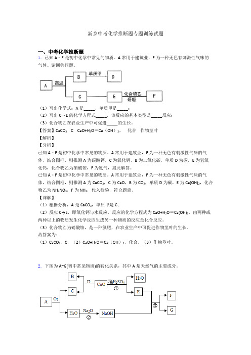 新乡中考化学推断题专题训练试题