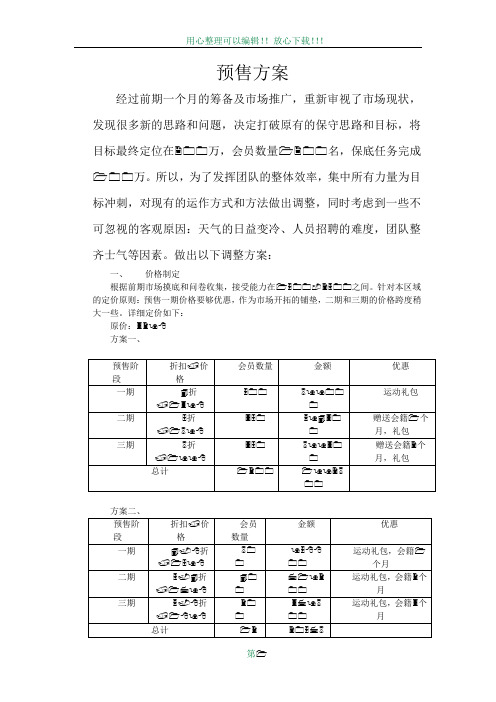 健身会所预售方案
