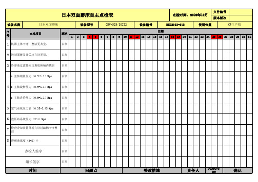 日本双面磨床自主点检表