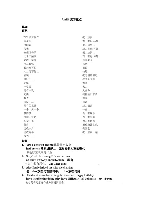 牛津译林8a unit4 知识点