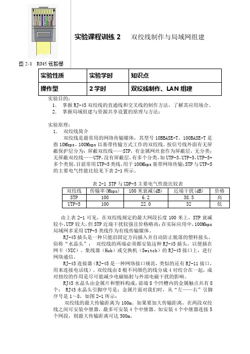 实验课程训练2   双绞线制作与局域网组建
