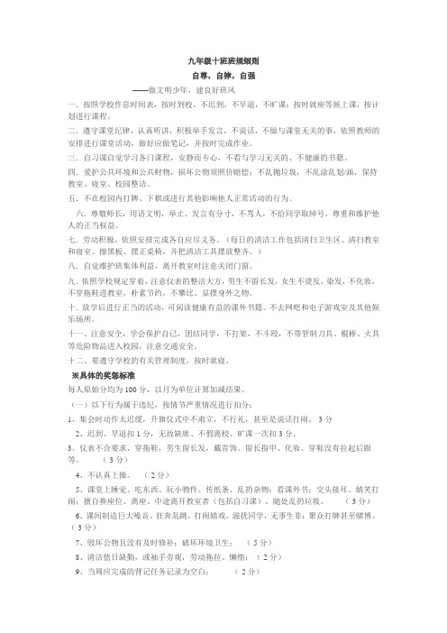 九年级十班班规细则