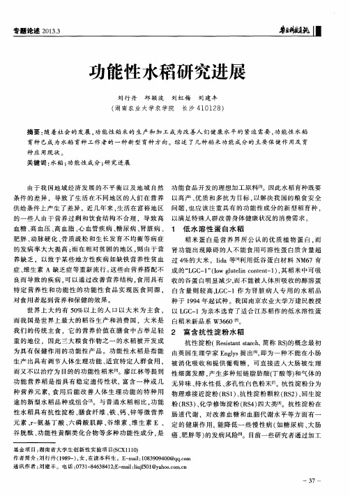 功能性水稻研究进展