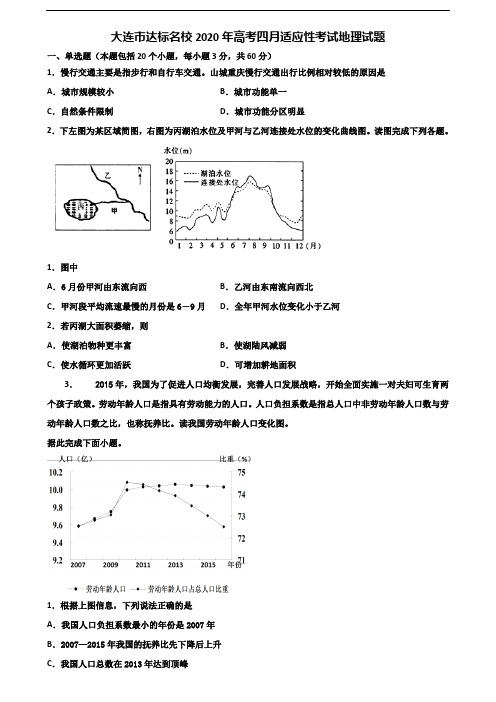大连市达标名校2020年高考四月适应性考试地理试题含解析
