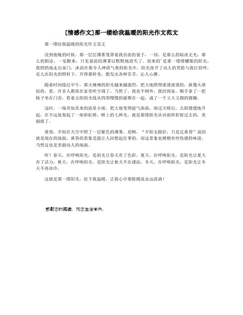 [情感作文]那一缕给我温暖的阳光作文范文
