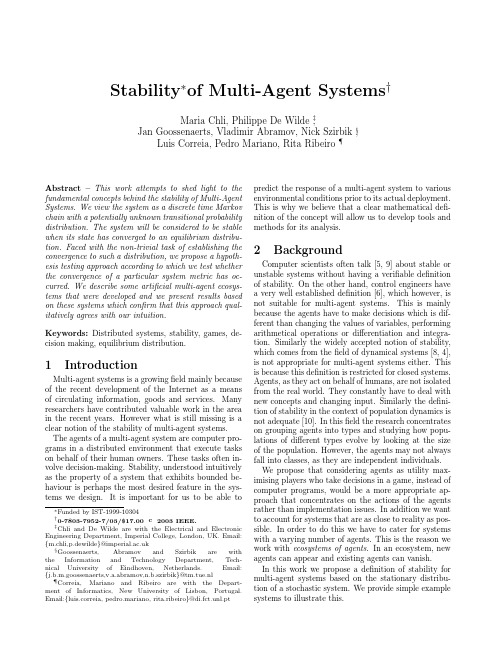 Stability  of Multi-Agent Systems