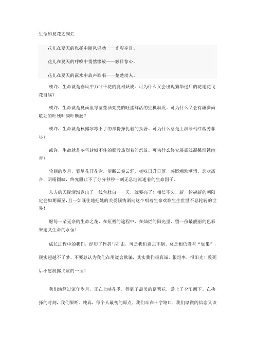 生命如夏花之绚烂