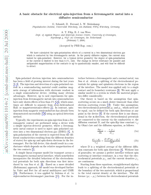 Basic obstacle for electrical spin-injection from a ferromagnetic metal into a diffusive se