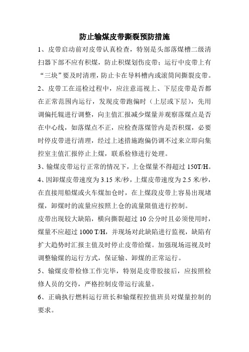 防止输煤皮带撕裂预防措施