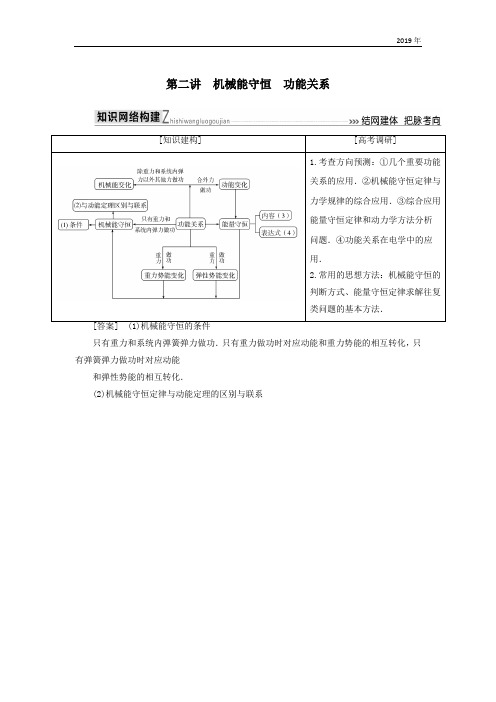 高考物理二轮复习板块一专题突破复习专题二能量与动量第二讲机械能守恒功能关系学案