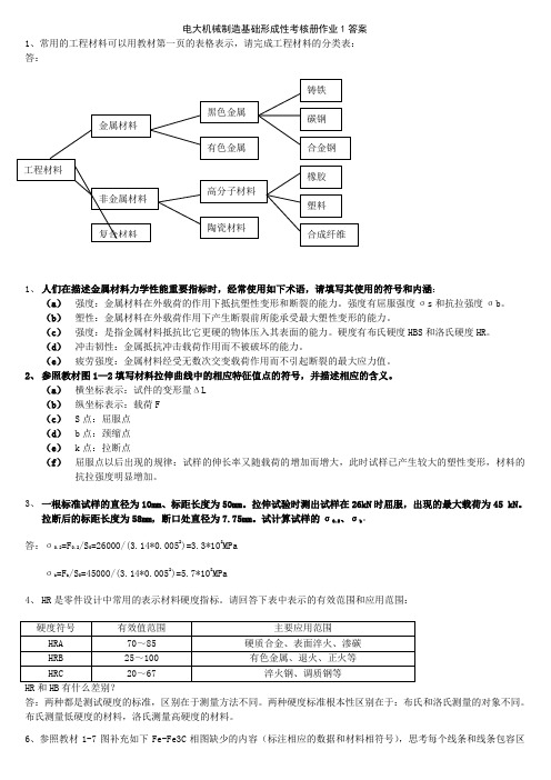 机械制造基础作业答案1-4