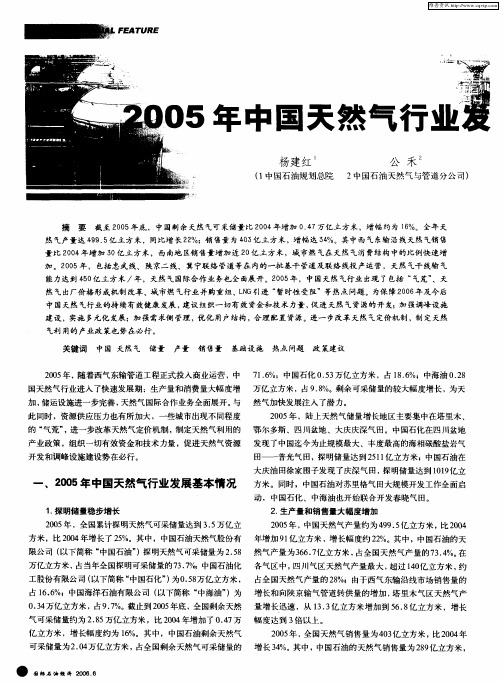 2005年中国天然气行业发展综述