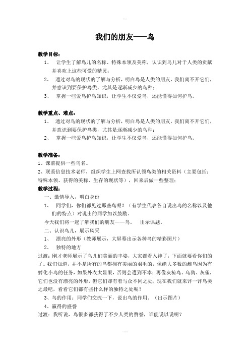 综合实践活动教案设计鸟
